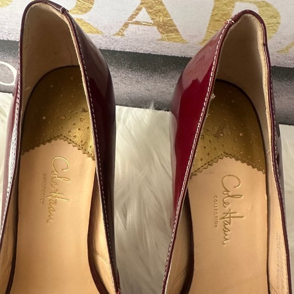 Cole Haan Charlize Nike Air Platform Open-Toe Patent Leather Pumps - Sz 8 - Picture 8 of 13